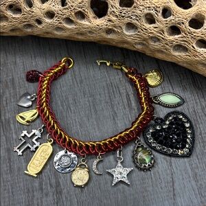 Charming Red and Gold Bracelet with Charms